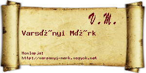 Varsányi Márk névjegykártya